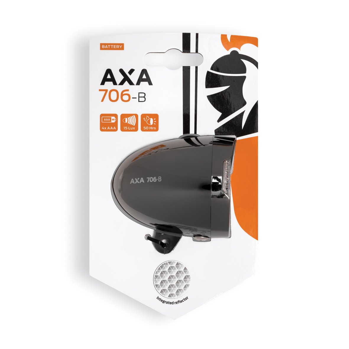 Axa koplamp 706 15 lux batt dark chrome