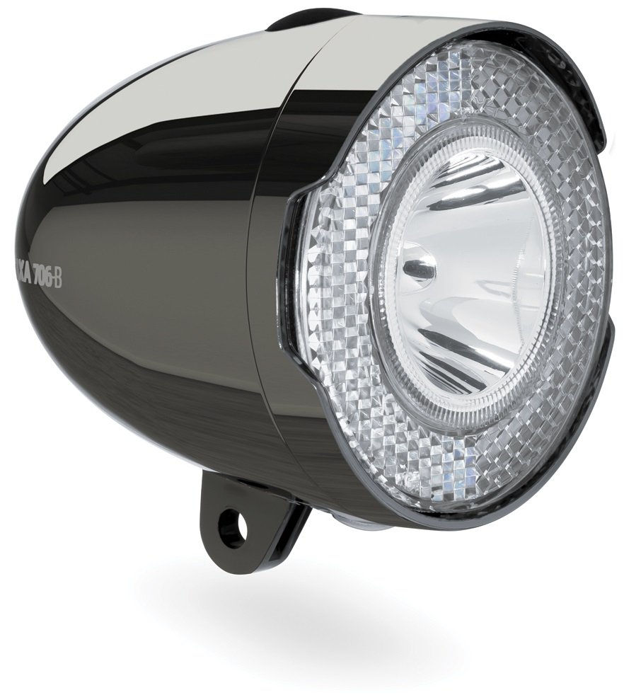 Axa koplamp 706 15 lux batt dark chrome